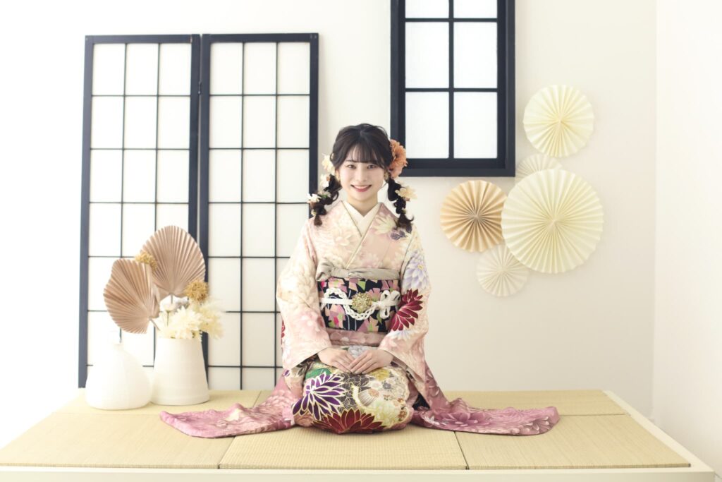 振袖レンタル(成人式)奈良市・大和郡山市・天理市_フォトスタジオワタナベ(渡辺写真館)奈良本店_トータルコーディネートピンク着物