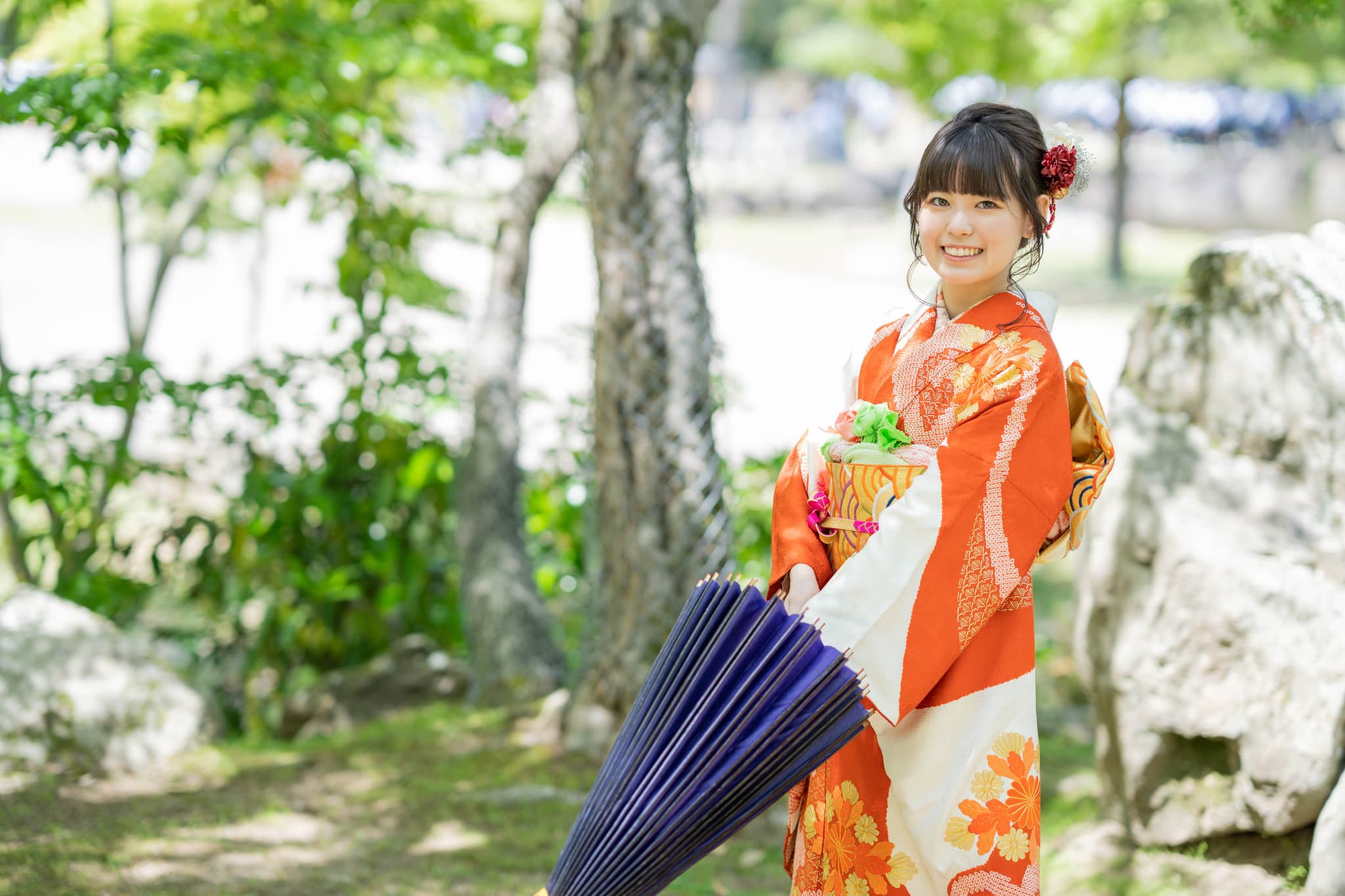 振袖レンタル(成人式)奈良市・大和郡山市・天理市_フォトスタジオワタナベ(渡辺写真館)奈良本店_振袖傘ポーズ