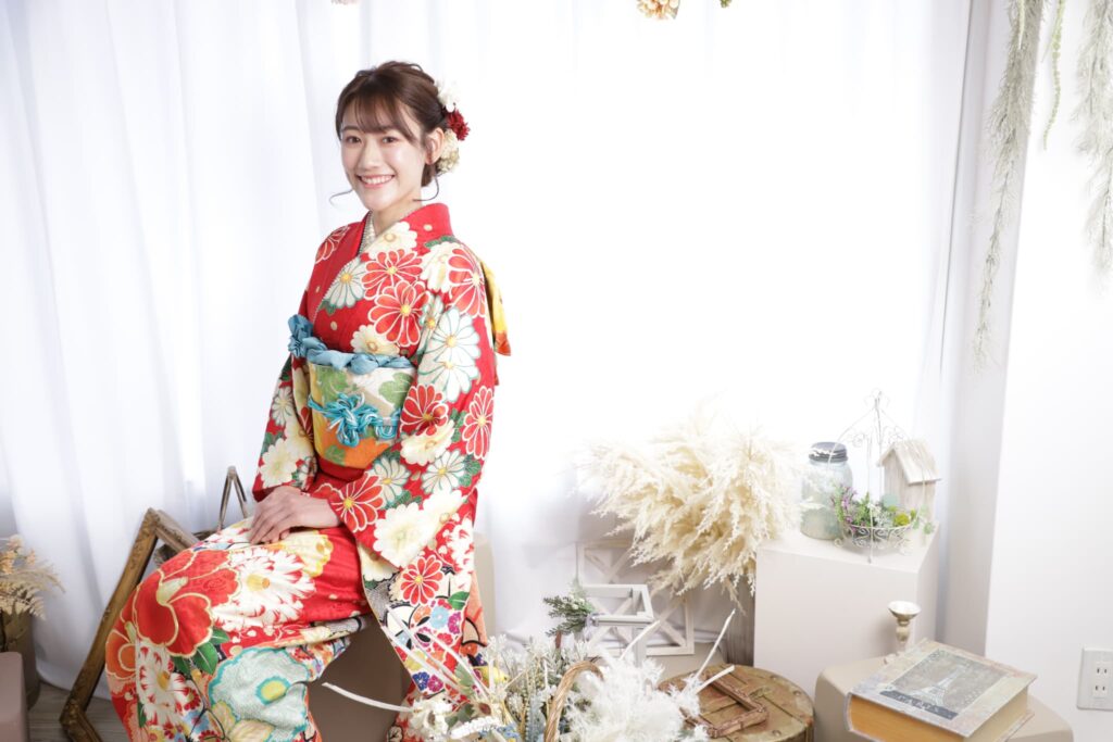 振袖レンタル(成人式)奈良市・大和郡山市・天理市_フォトスタジオワタナベ(渡辺写真館)奈良本店_振袖レンタル_赤着物